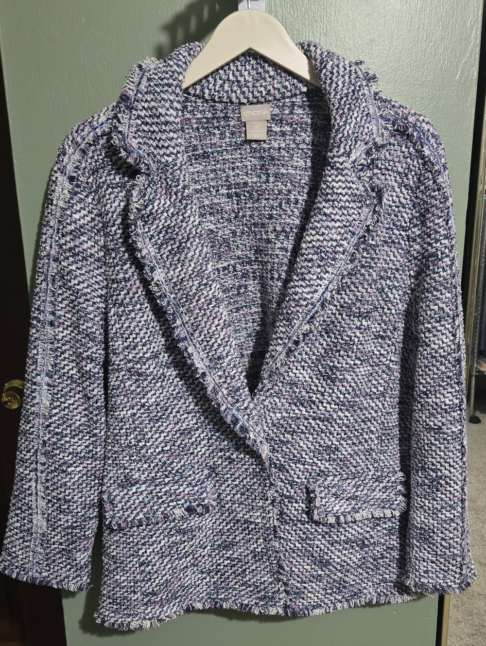 Chico's Lavender Mix Bouclé Open Front Blazer Jacket